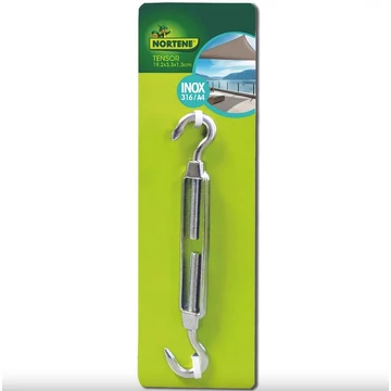 TENSOR - Duplakampós feszítő a napvitorlák rögzítéséhez 19,2x3,3x1,3 cm, ezüst napvitorla duplakampós feszítő rögzítő